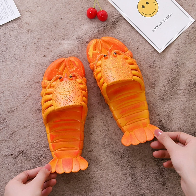 2020 Zábavné Lobster papuče Ženy dom topánky Letné Beach Papuče Ležérne topánky Letné sandále Plus veľkosť 47 Non-slip Pohodlie