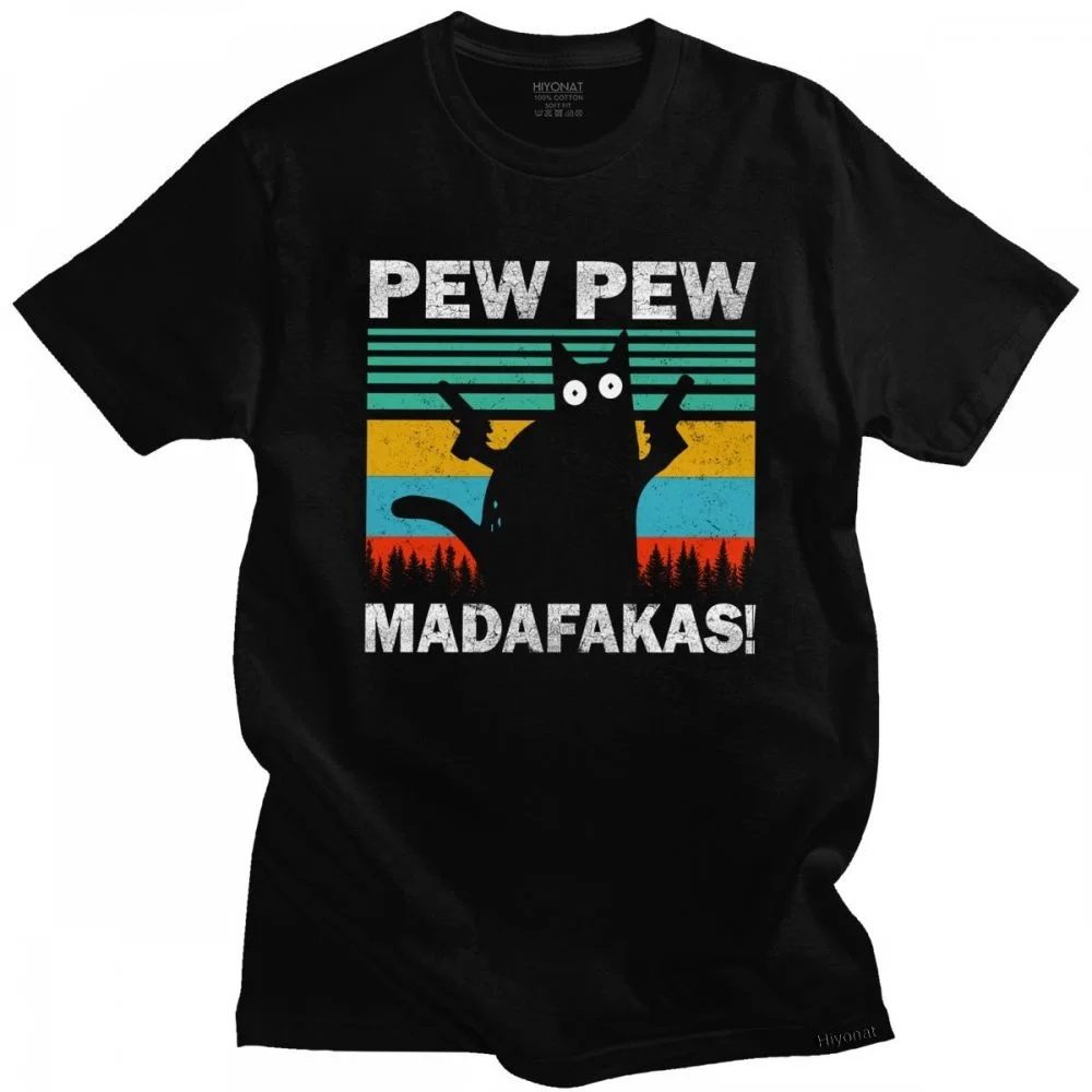 2020 Zábavné Pew Pew Madafakas T Shirt pre Mužov, Krátky Rukáv Ročníka Zábavné Majiteľov Mačiek Tričko Bavlna tričko Fashion Tee Darček