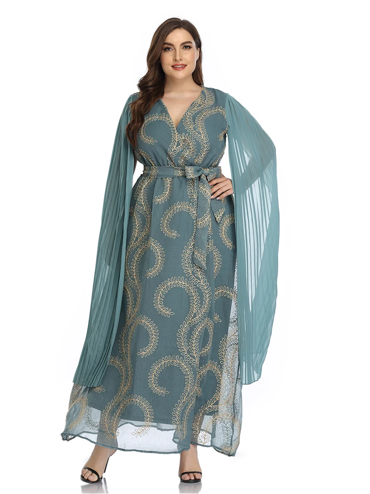 2021 Abaya Jarné Dámske Dámy Šaty Veľké Plus Veľkosť Módne, Elegantné, Šitie Oka Krídla Ramadánu Maxi Party Šaty