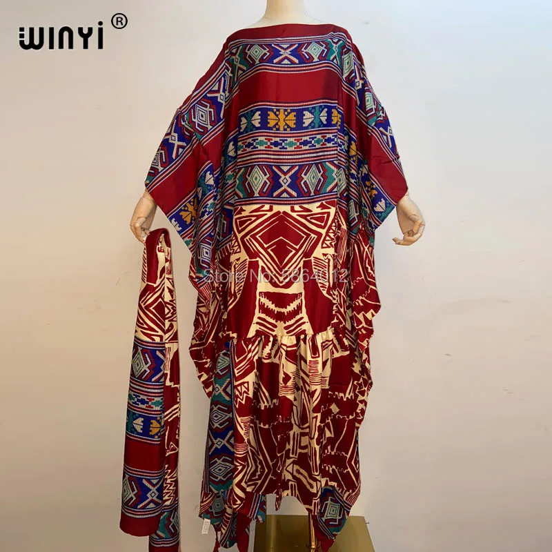 2021 boho Jeseň Dráhy Dizajnér Elegantné hidžáb Skladaný Šaty Žien Dlhý Rukáv Spojov Prúžok Tlače Žena Midi Šaty Vestdios