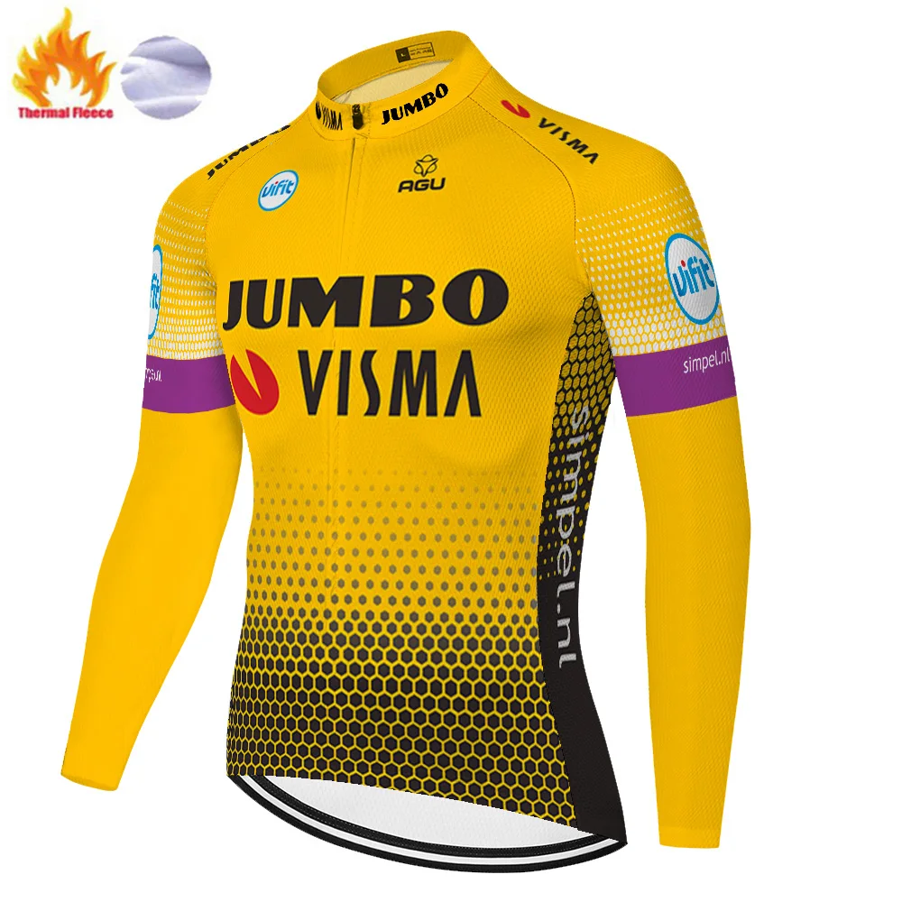 2021 ciclismo invierno Jumbo Visma Cyklistický Dres s Dlhým rukávom cyklistické oblečenie Nosiť zimné fleece teplé camisa ciclismo masculina