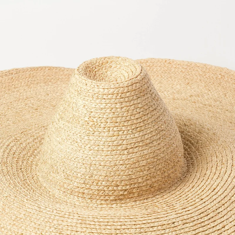 2021 FashionOversized Slamený Klobúk Pre Ženy Široký Okraj Letné Slnko Klobúk Ručne pletené Zúžený High-top Strapst Veľké Raffia Pláž Hat