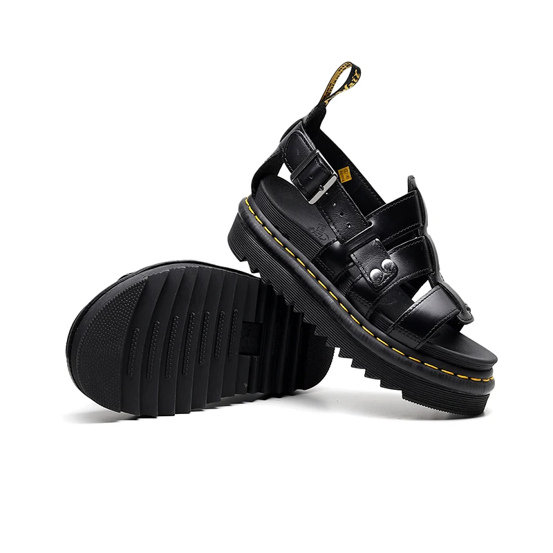 2021 Letné Čierne Kožené Gladiator Sandále Pre Ženy, Tri Pracky Platformu Sandále Ženy Street Style Ploché Roman Topánky Žena