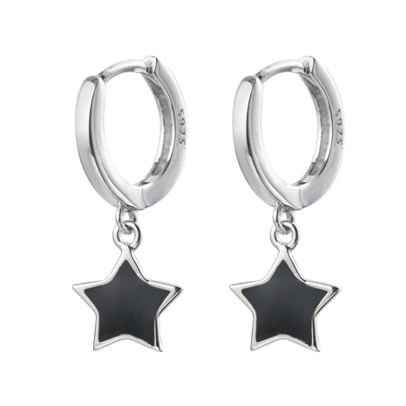2021 Nové 925 Sterling Silver Black Star Kúzlo Stud Náušnice Pre Ženy, Dievča, Elegantné Party Šperky Zabrániť Alergikov eh848