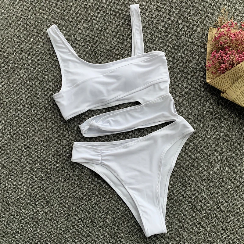 2021 Nové Sexy Biele Jednodielne Plavky Ženy Vystrihnúť Plavky S Push Up Plavky Plážové Oblečenie Plávanie Oblek Pre Ženy