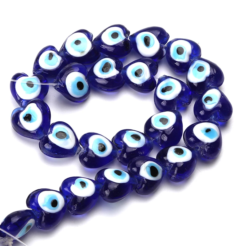 21pcs/string 16 srdce tvar modré korálky korálky zasklené sklom lampwork guličiek na náramok, náhrdelník DIY šperky robiť