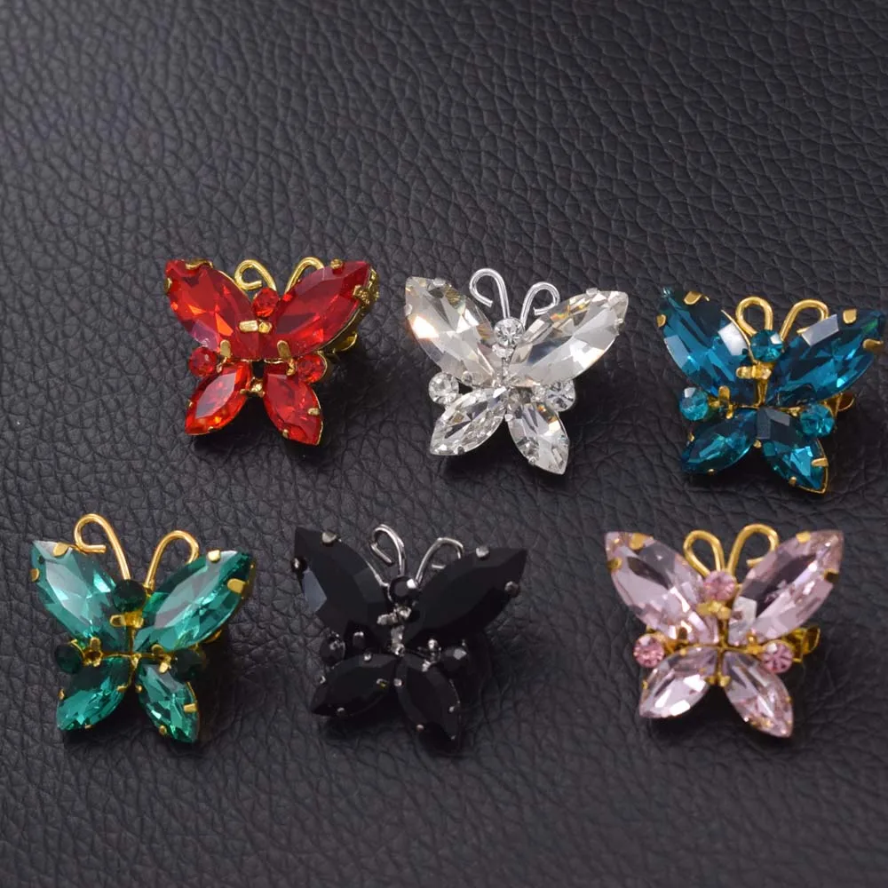 22.cm Roztomilý Motýľ Akryl Lesklý Kamienkami Flatback Tlačidlá Šiť na Appliques Odev, Ozdoby lepidlo na ručné Doplnky