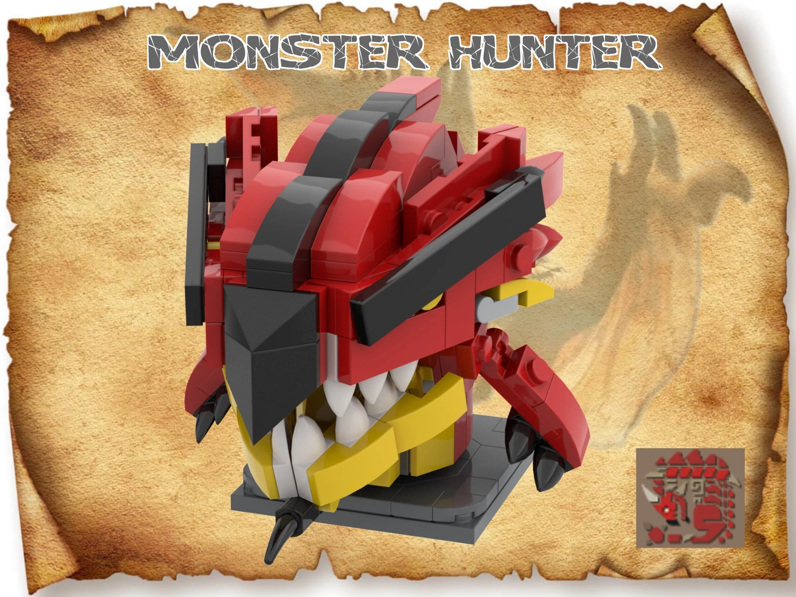 221PCS+ Monster Hunter Svete Rathalos Bloky, Hlavy Rezbárstvo DIY Model Speelgoed HRAČKA 7 cm*8 cm*9 cm detský Vzdelávacie Hračky