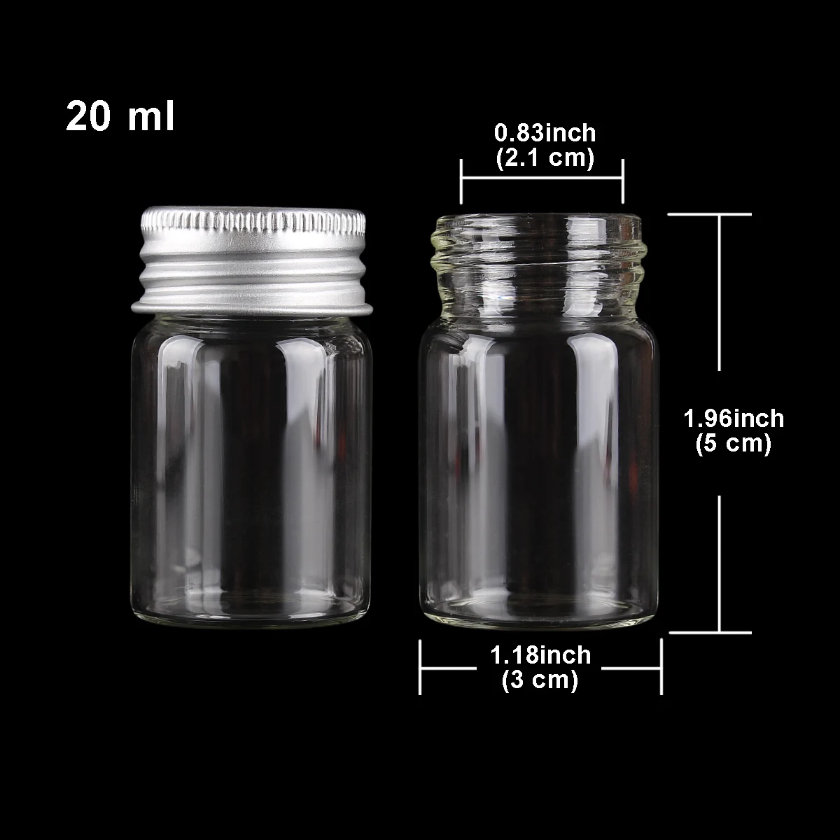 24pcs 20ml Malé Sklenené Fľaše s Hliníkovým Čiapky 30*50mm Sklenených Nádob Ampulky Transparentné Sklenené Nádoby Parfum Fľaše