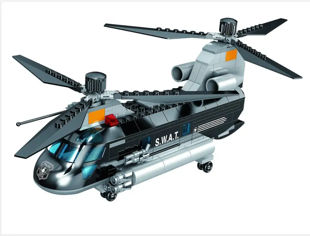 256/258Pcs Mesto Policajné Auto Double Helix Model Vrtuľník Stavebné Bloky SWAT Údaje Tehly Deti Hračky Vianočný Darček