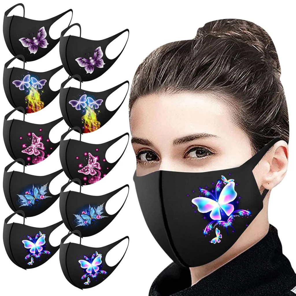 25PCS Dospelých Móda Vytlačí Ochrany Masku na Tvár Umývateľný Strmeň Maska Proti Prachu Úst Ochranu Dýchania Pleťová Maska Masque