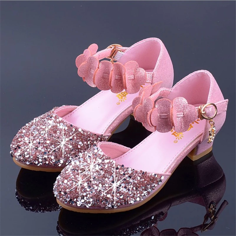 26-37 Princezná sandále kórejská verzia jeseň dievčatá jednotný topánky detí Baotou crystal topánky zobraziť deti vysoké podpätky detskej obuvi
