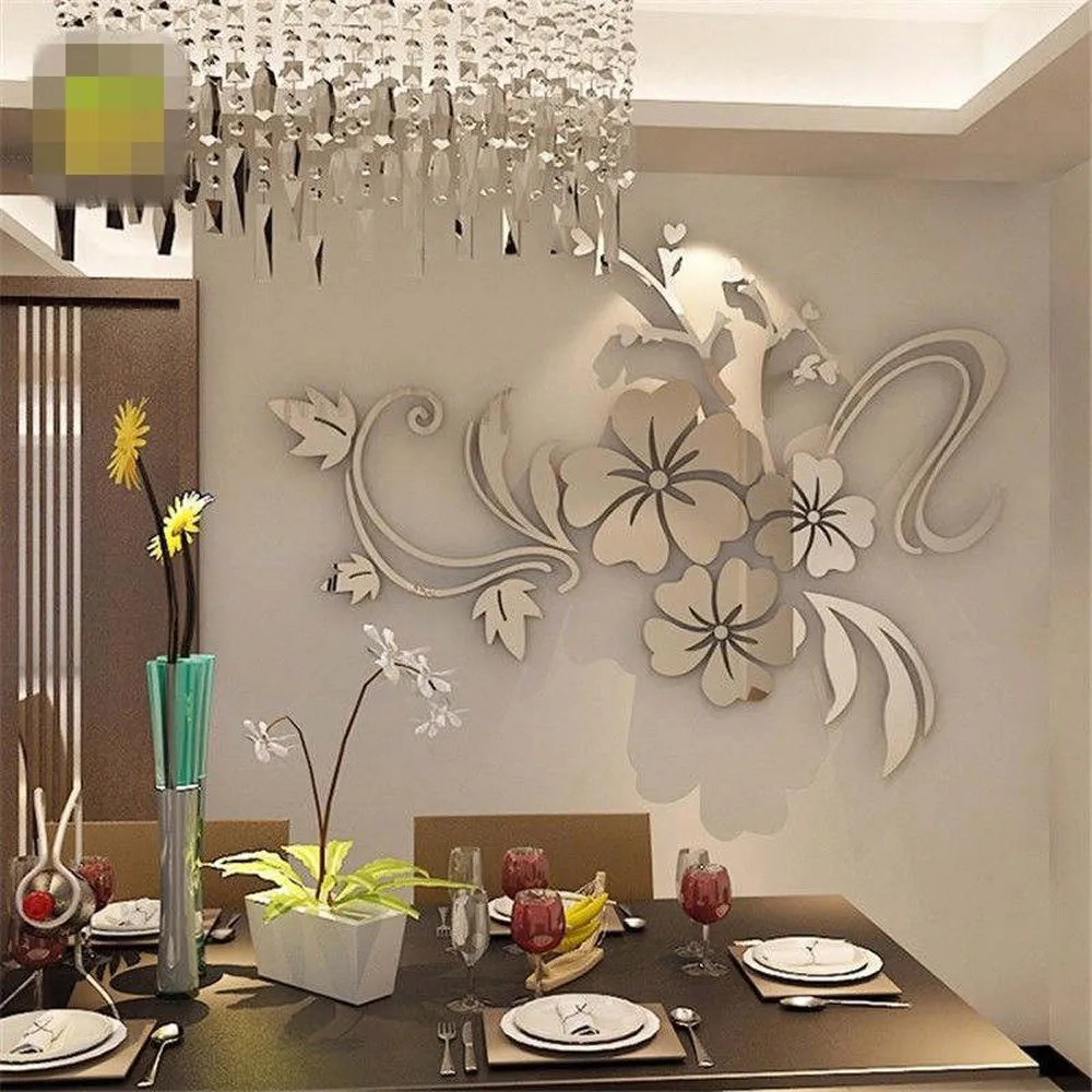 2Colors 3D Zrkadlo Kvetinový Umenie Odnímateľné Steny Nálepky Akryl nástenná maľba Odtlačkový Domov Izba Dekor Domov, Komerčných priestorov DIY Dekor