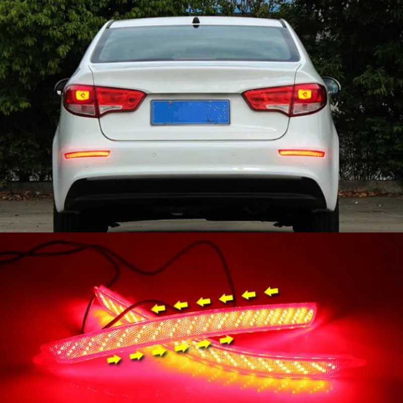 2ks LED Zadný Nárazník Reflektor Auto zadné Svetlo do Hmly Lampa Brzdenie Jazdy, Auto Príslušenstvo Pre Kia Rio K2 Sedan 2016