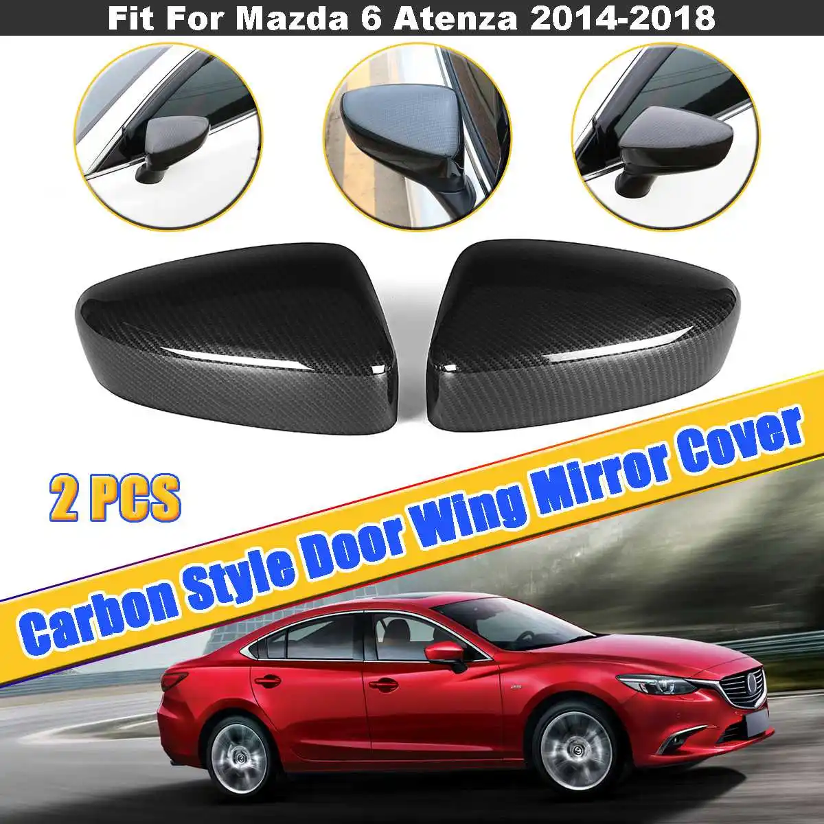 2ks/set ABS Uhlíkových Vlákien Štýl Bočné Dvere Krídlo Spätné Zrkadlo Pokrytie Výbava Pre Mazda 6 Atenza 2016 2017 2018