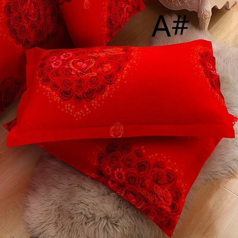 2ks/set Milovníkov bavlnená obliečka na vankúš jednoduché červené kvety manželstva Vankúš
