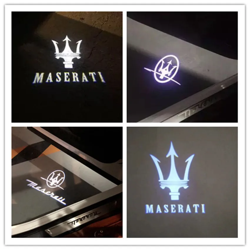 2X LED Vitajte Svetlá Pre Maserati Quattroporte Levante Ghibli GranTurismo GranCabrio Dvere HD Logo Projektory 6000K Tieň Lampy