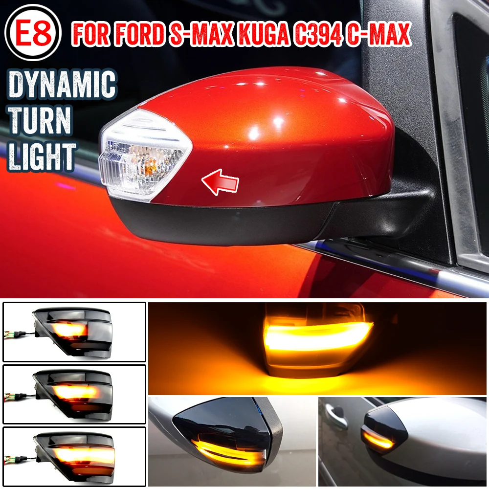 2X Pre Ford S-Max 07-14 Kuga C394 08-12 C-Max 11-19 LED Dynamický Zase Signálneho Svetla Bočné Zrkadlo Sekvenčné Blinker Indikátor Lampa