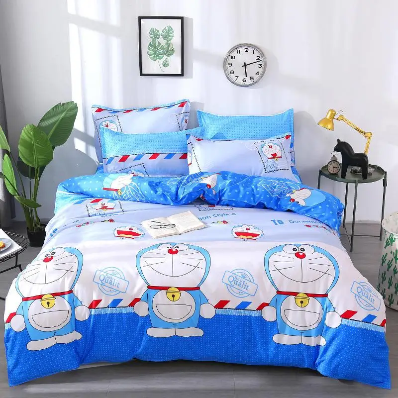3/4pcs Doraemon Cartoon Kvalitou Tlače Zimné posteľná bielizeň Nastaviť Perinu Posteľ Plochý List obliečka na Vankúš Spálňa Dodávky Dropshipping