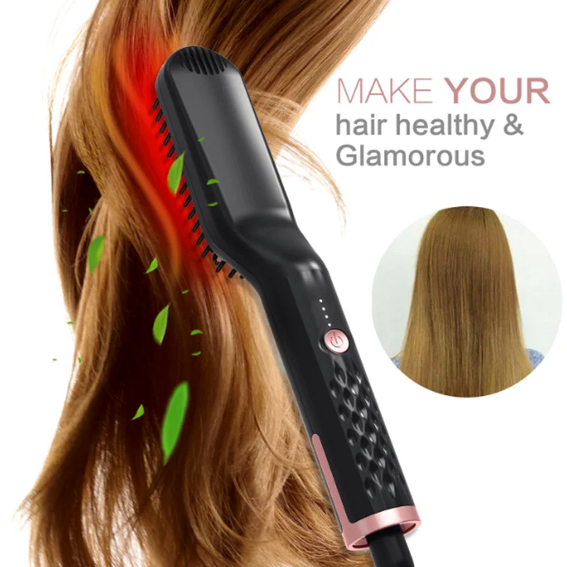 3 in 1 Multifunkčné Hair Straightener Vlasy Prečesať Kefou Fúzy Straightener Vyrovnávaním Česať Vlasy Curler Rýchle Vlasy Styler