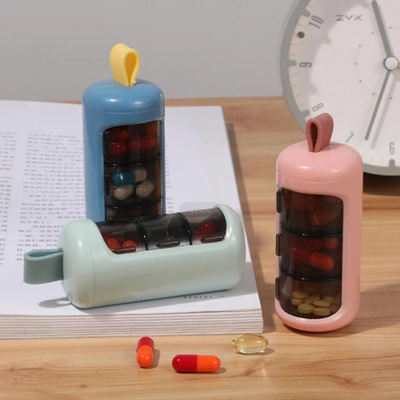 3 mriežky organizátor kontajner pre tablety cestovné pilulku box s tesniaci krúžok Malé políčko pre tablety kontajner na lieky