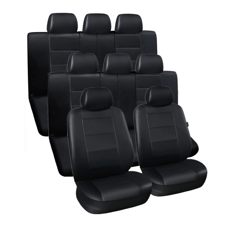 3 Riadok Auto prestieranie Faux Kožené Luxusné Auto Seat Chránič Black pre Minivan SUV