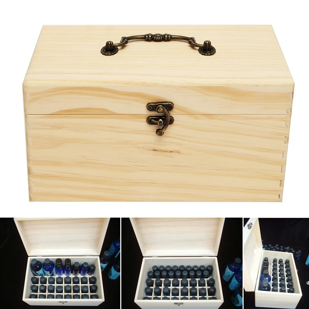 32 Slotov Esenciálny Olej, Arómu Drevené Okno Skladovanie Prípade Organizátor Aromaterapia S Rukoväť Úložný Box Organizátor