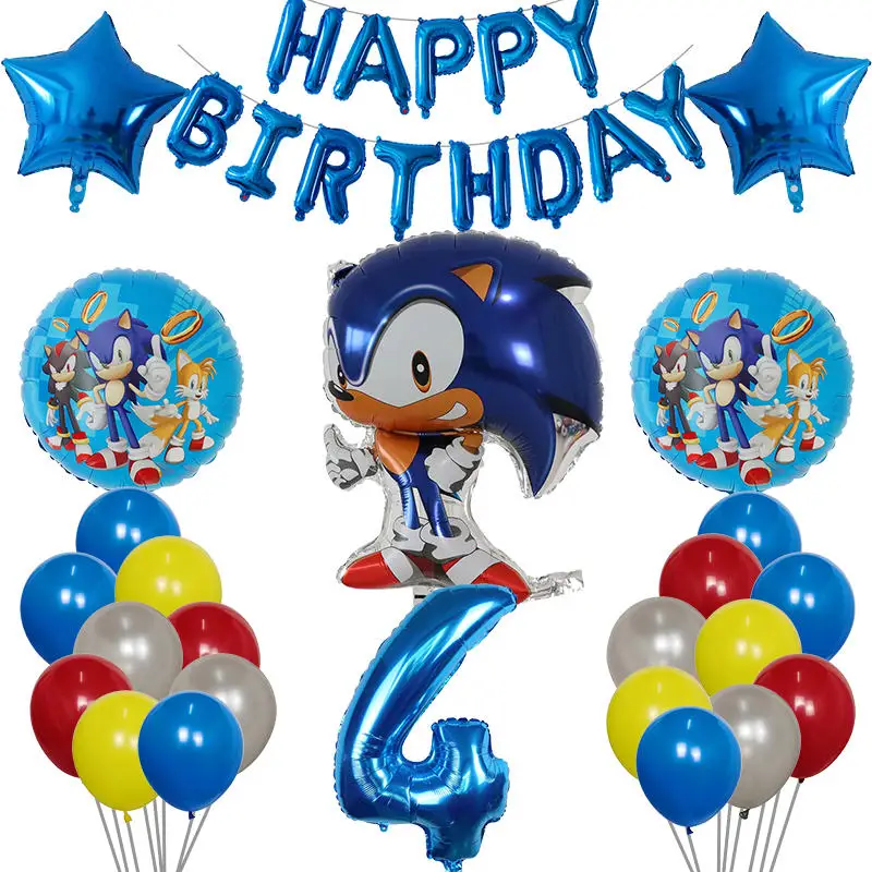 37pcs Cartoon Sonic Fóliový Balón Ježko Chlapec Dievča Narodeniny, Party Dekorácie Počet Balónov Baby Sprcha 1. Strana Dodávky
