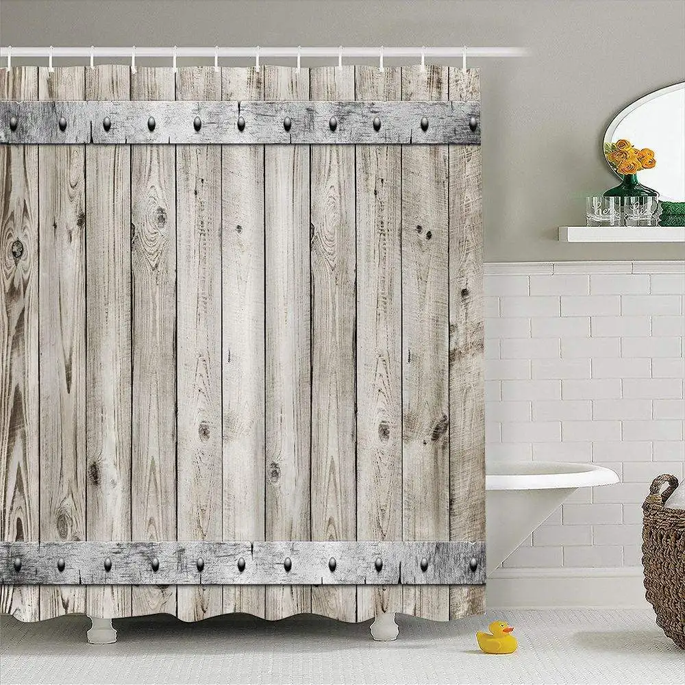 3D Drevené Dvere, Sprchový Záves Dom Dekor Nepremokavé Polyesterové Tkaniny Kúpeľňa Opony pre Kúpeľňa Záclony