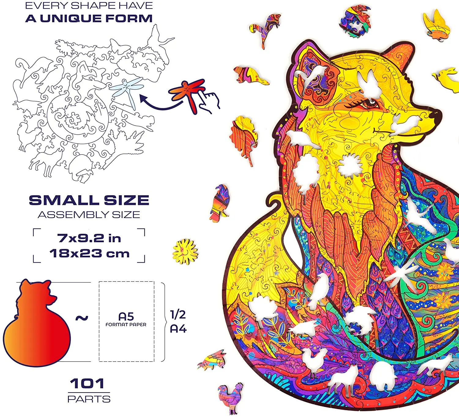 3D Drevené Puzzle Fox Lev Tvar Skladačka Kusov Najlepší Darček, pre Dospelých, Deti Príťažlivou Puzzle Deti Hračky Hry Vianočný Darček