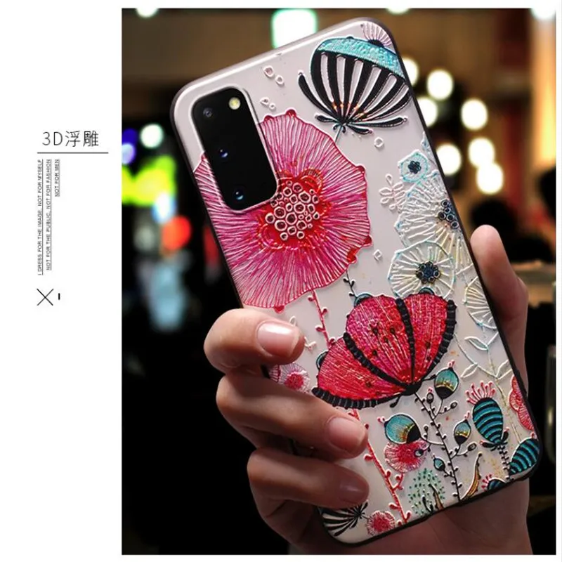 3D Emboss obal Pre Samsung Galaxy M11 M21 M30S M31 A80 A90 Silikónové Kvetinový Maľované Úľavu Kryt Pre Samsung A10S A20S Kupé Capa