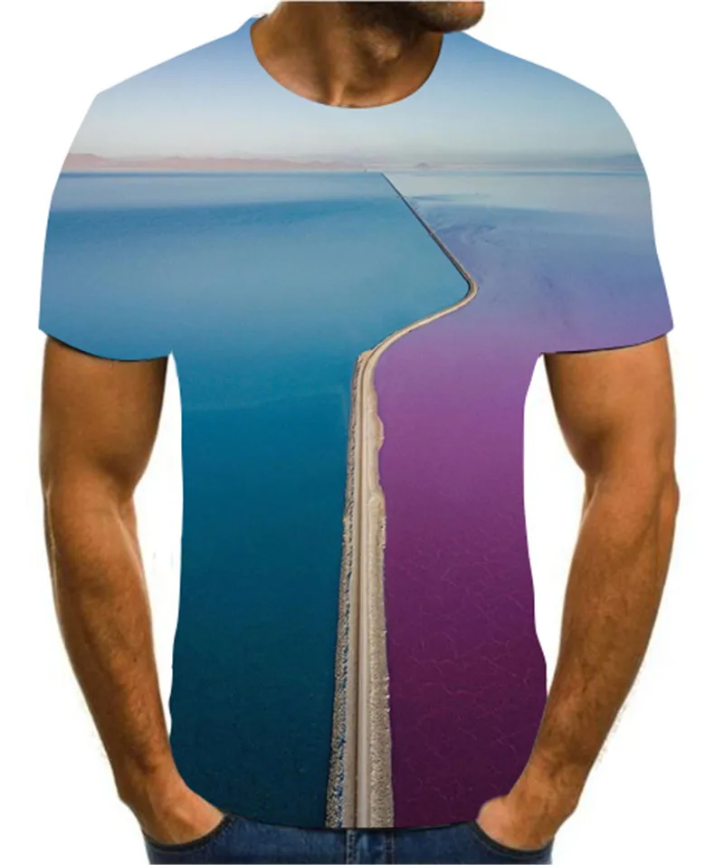 3D nový populárny animácie krajina výtvarné umenie dizajn, farebné funny T-shirt pre mužov s krátkym rukávom s-6xl street style