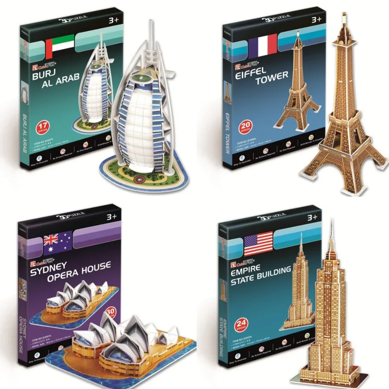 3D Papier Puzzle Slovo Slávnej Budovy Eiffelova Veža Skladačka Zostavený Model Plavidlá DIY Vzdelávacie Hračky Pre Deti, Dospelých Dary