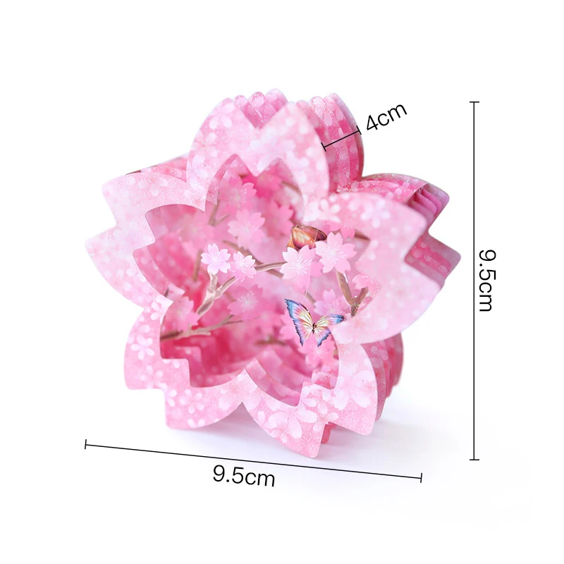 3D Ručné Kvet Políčko Tvar Ružová Sakura Papier Pozvanie, Blahoželanie Výročie Svadobné Party Valentína Navrhnúť Darček