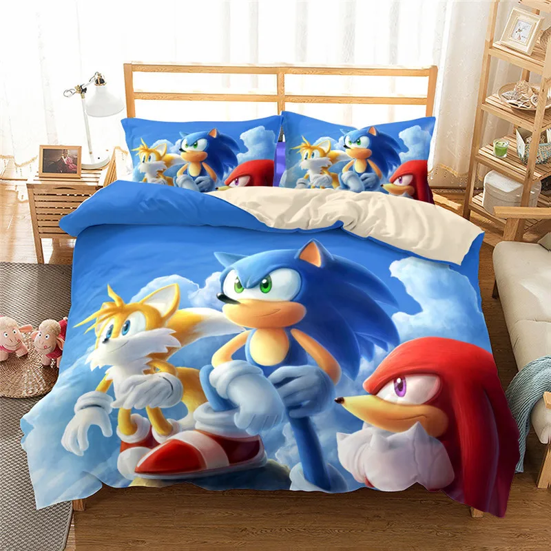 3D Sonic The Hedgehog Kreslená Postavička Tlač Dekorácie Deti, Chlapci a Dievčatá Spálňa Posteľnú súpravu s Deka Kryt obliečka na Vankúš