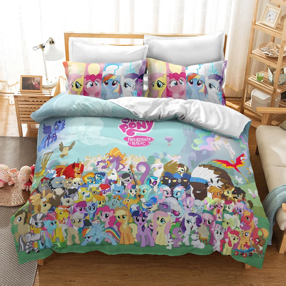 3D Tlač Little Pony posteľná bielizeň Kryt posteľná bielizeň Nastaviť Perinu Cartoon Obrie Cumlík Posteľná Bielizeň Posteľ Set Roztomilé A Kawaii Pre Dievčatá