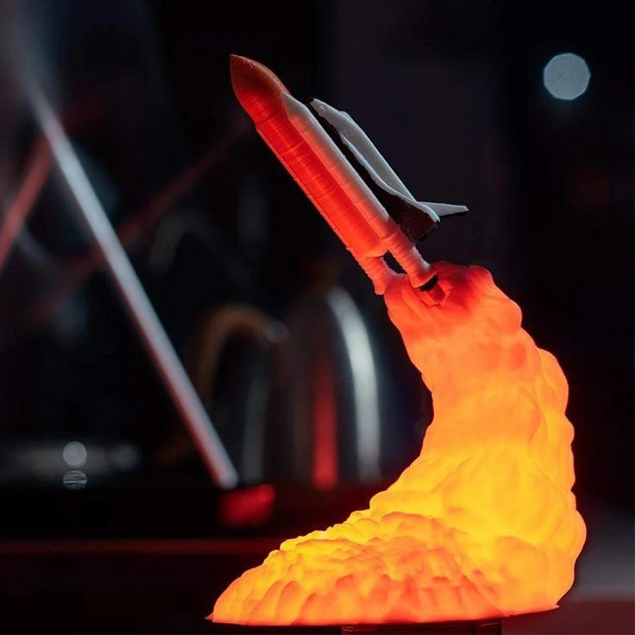 3D Tlač Mesiac Lampa Rocket Svetlo Raketoplánu Nočné Svetlo pre Dropshipping Priestor Milenca Stôl Štúdia Tabuľka Noc Lampa Dekorácie