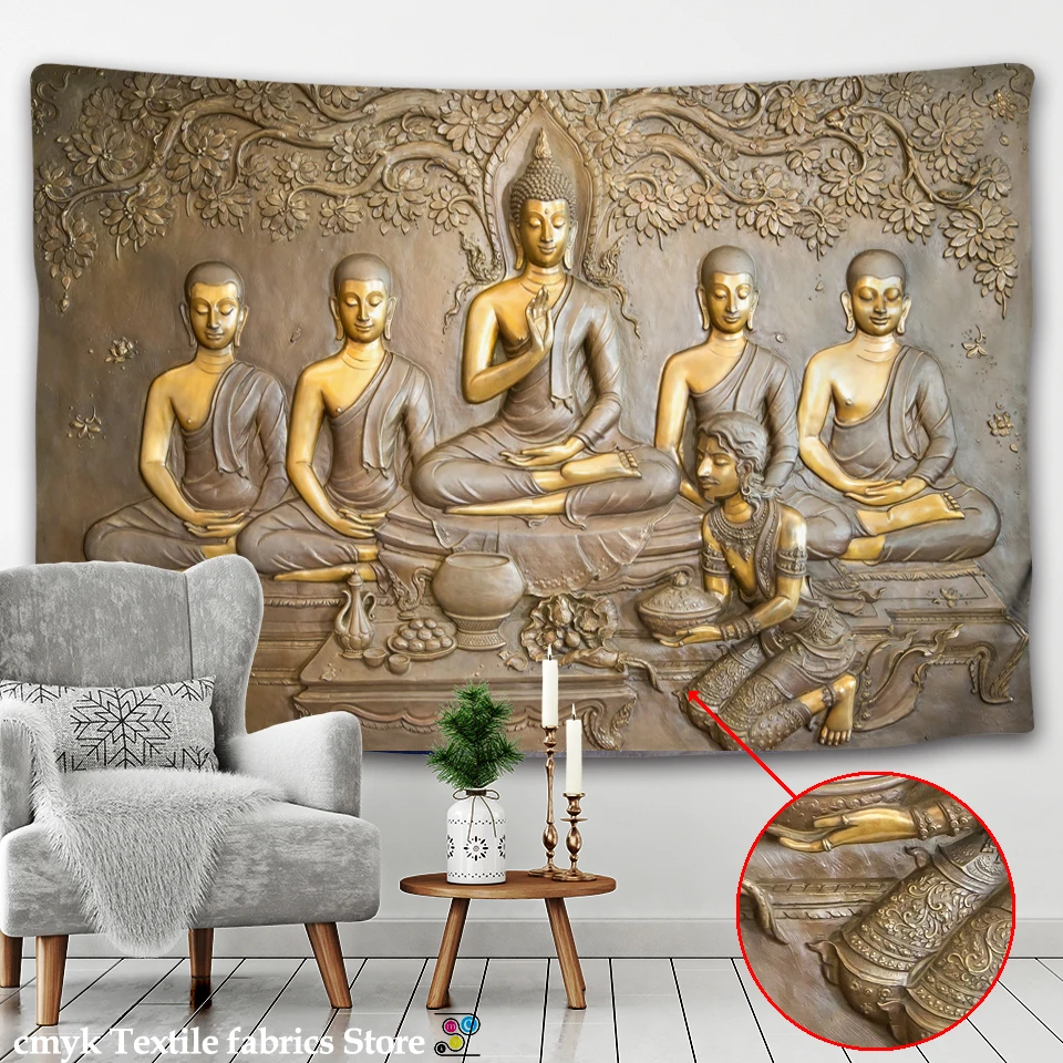 3DReligion Kultúry Závesné Nástenné Gobelíny Buddha Stene Koberec Čelo Koľaji Hippie Psychedelic Gobelín Strom Krajiny Boho Dekor