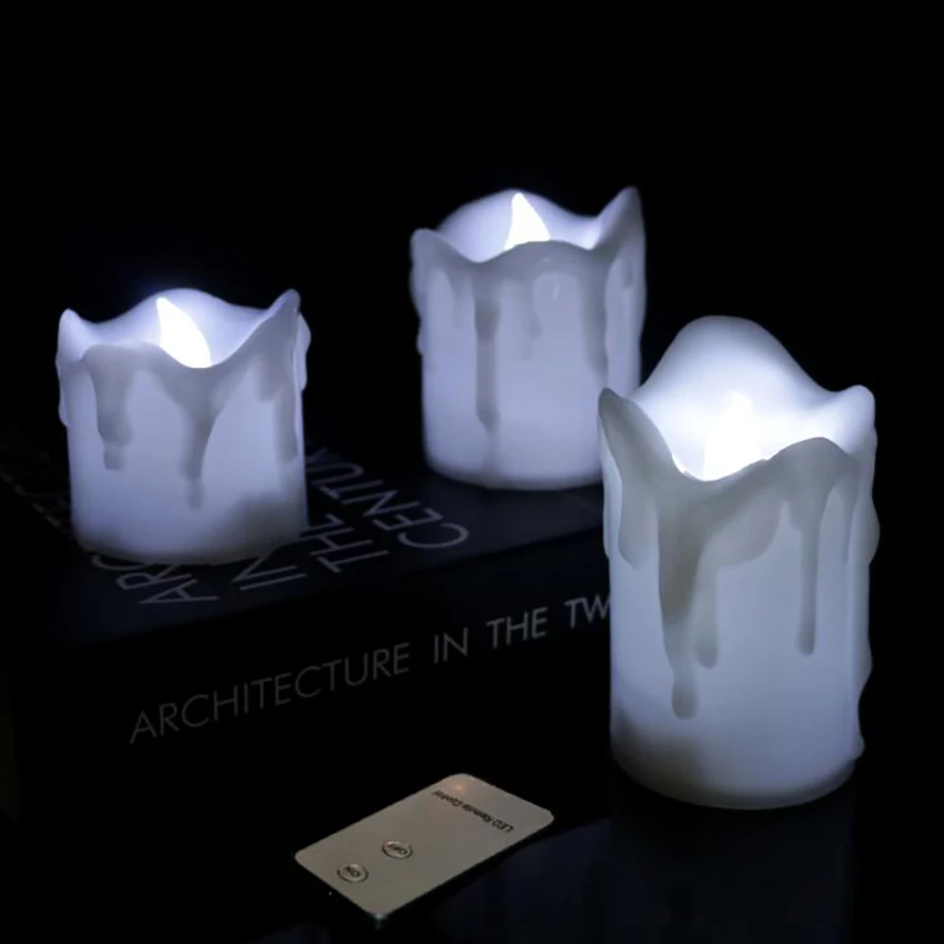 3ks/set Creative LED Elektrické Sviečky, Svetlo Diaľkové Ovládanie Flameless LED Sviečky Lampy Pre Svadby, Party Dovolenku Dekorácie