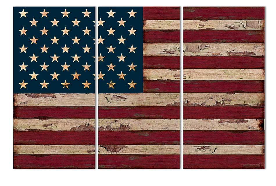 3Panel Ameriky USA Spojené Štáty Americké Vlajky, Plátno na Stenu Art Tlač Na plátno na maľovanie na stenu decor č rám A032