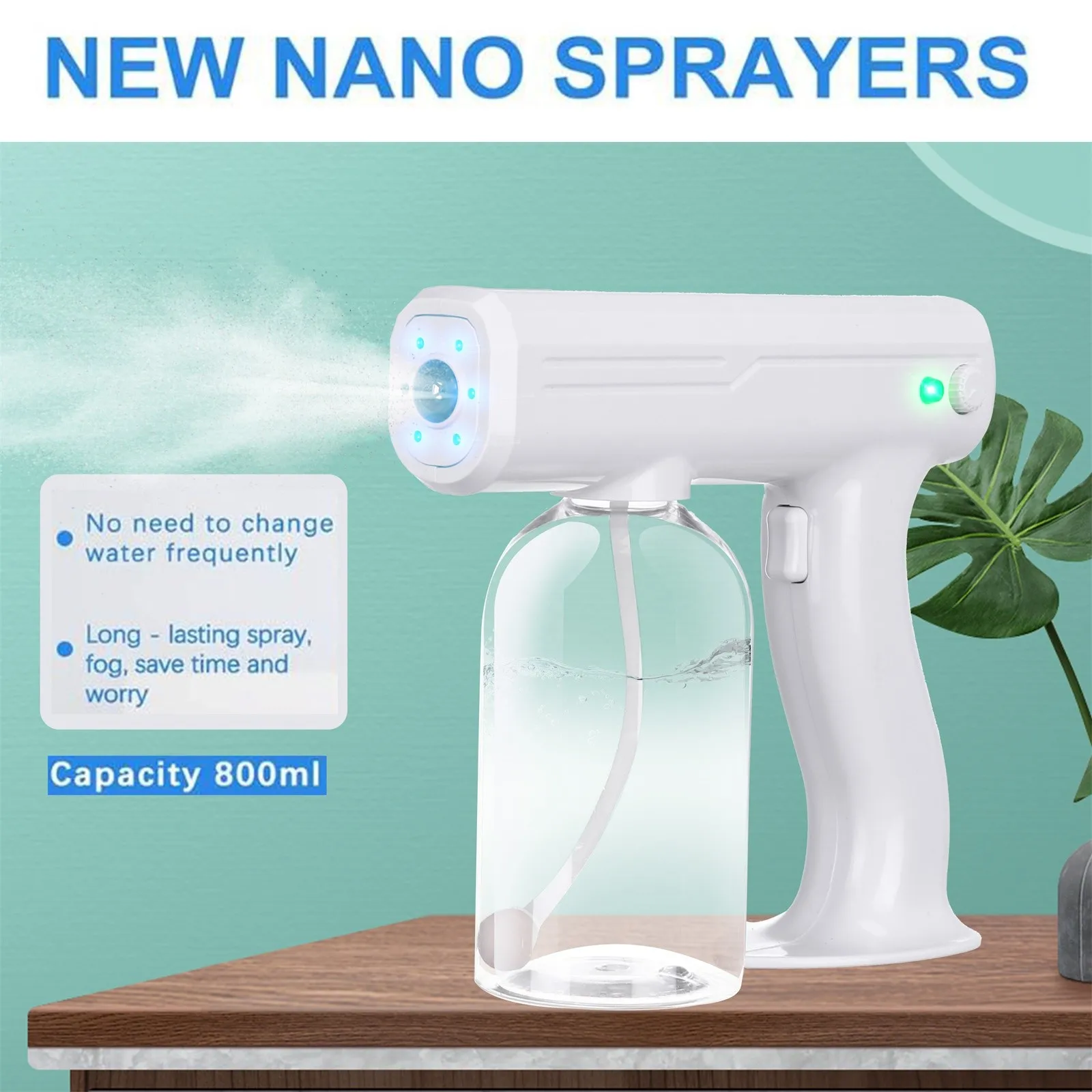 4# 800ml Modré Svetlo Nano Pary Zbraň Atomizing Fogger Dezinfekcia-striekacie Pištole Bezdrôtový Nano Zmiešané Nano Vapor Sprej Stroj #SRN