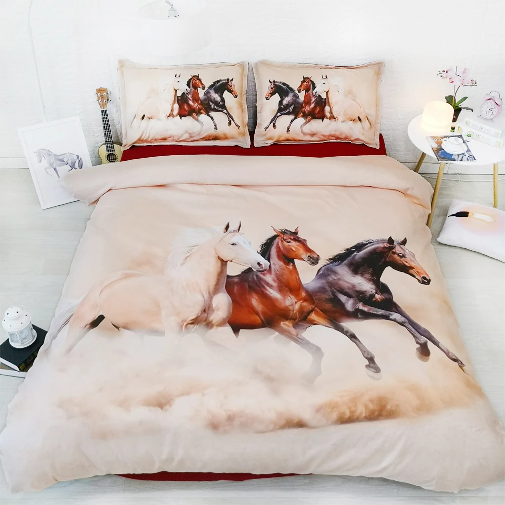 4 alebo 6pcs beží kone, obliečky kryt nastaví jednoduché Dvojité posteľná bielizeň 3d Kráľovná Super king size postelí listy nastaviť kôň šíriť