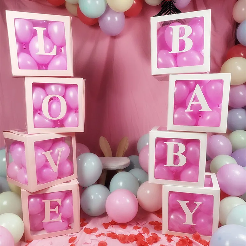 4 Dielna Sada Pvc Transparentné Balón Box DIY Baby Sprcha Narodeninovej Party Dekorácie, Svadobné Návrh Lásky Vyznanie Dekorácie