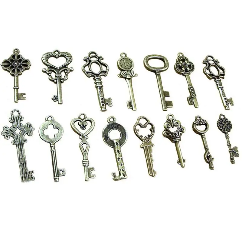 40 Pack Vintage Kostra Kľúče, Prívesky v Antickej Bronzovej Farbe pre Šperky Uskutočňovanie Dodávok, Steampunk Príslušenstvo, Projekty Craft