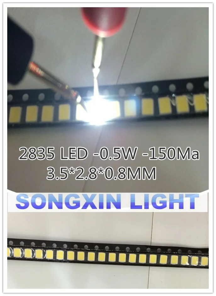 4000PCS 2835 LED dióda 0,5 W, Biela SMD/SMT PLCC-2 2835 Biela 150Ma 50-65lm 6000-6500K 2835 diódy High Power LED Ultra Svetlé SMD LED