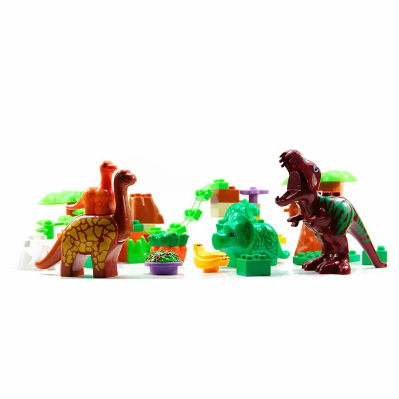 40Pcs 90Pcs Park Dinosaur Stavebné Bloky Nastaví Veľké Častice Zvierat Jurský Dinosaurov Svete Kompatibilné Duploe Model Hračky