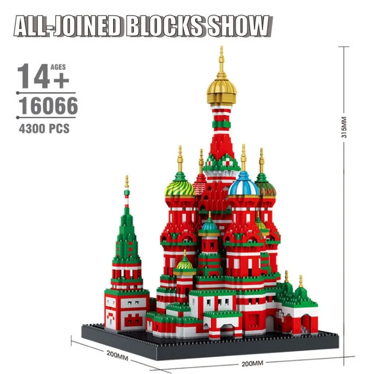 4300pcs Mini Diamond Blokov Architektúry Model Budovy Hračka Saint Basil je Katedrála pre Deti Kompatibilné Mesto 16066