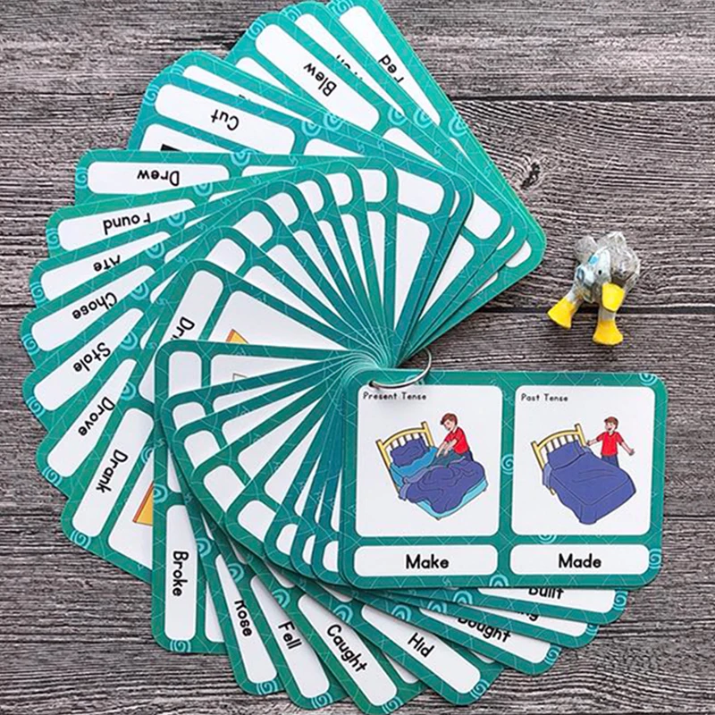 46 Skupín/set Nepravidelné Slovesá Montessori anglické Slovo Vrecku Karte Flash Hra Karty Učenie sa angličtiny Vzdelávacie Hračky pre Deti,