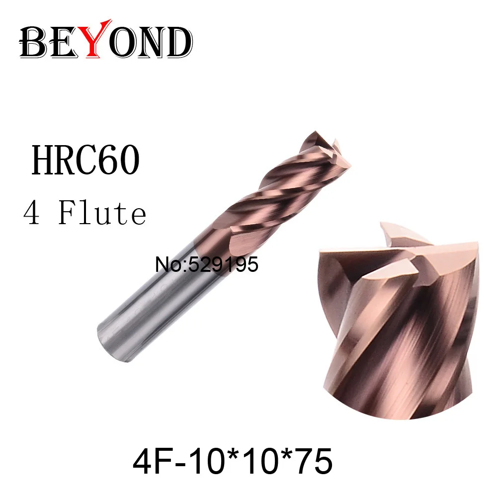4f-10*10*75,hrc60,materiál Karbidu Námestie Flatted Konci Mlyn štyri 4 flauta 10 mm vrstvou nano použiť pre vysokorýchlostné frézovanie stroj