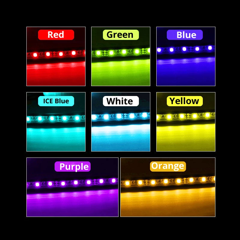 4pcs Auto RGB LED Pásy Svetla LED Pás Svetla Farby Auta Styling Dekoratívne Atmosféra, Žiarovky Auto, Interiér, Svetlo S Diaľkovým 12V